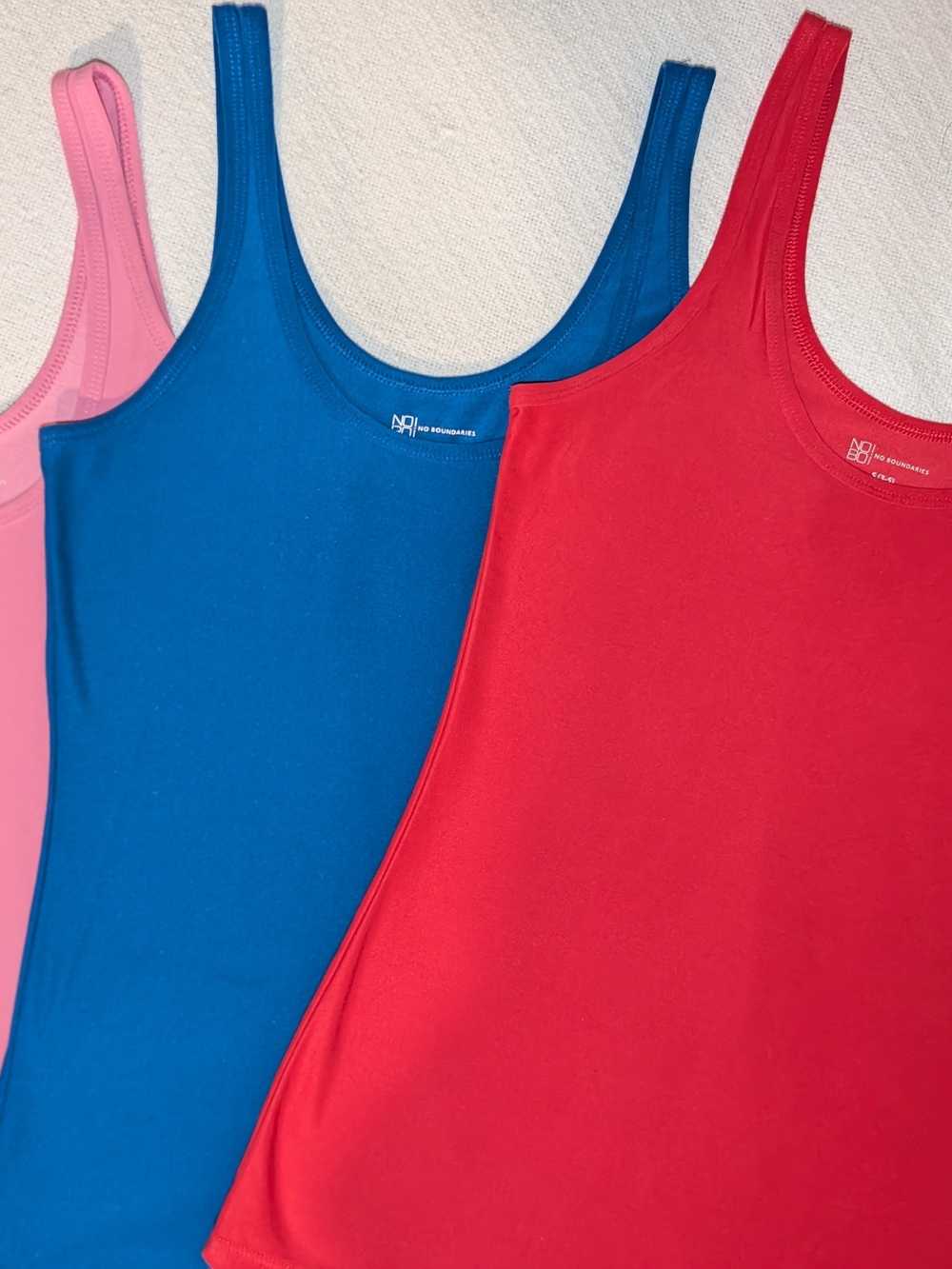 No Boundaries Triple Scoop Tank Top - Red, Blue, Pink
